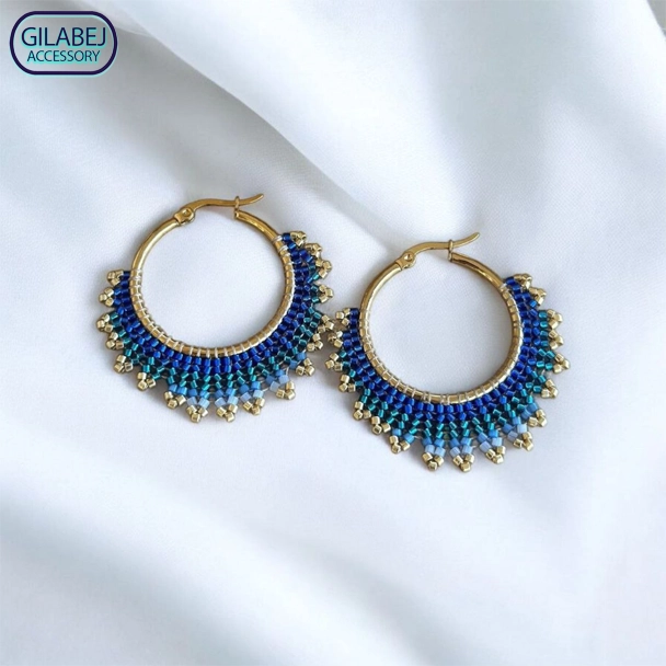 Miyuki Sun Blue Earrings Code 30111