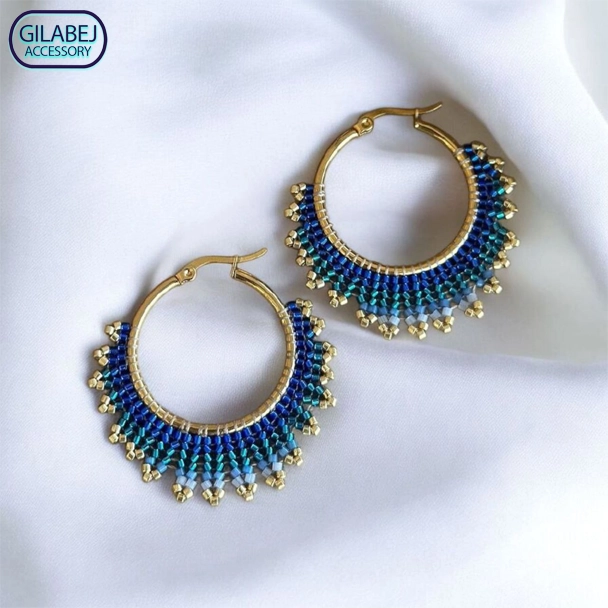 Miyuki Sun Blue Earrings Code 30112