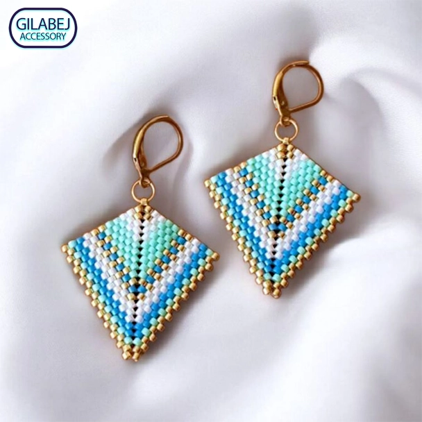 Miyuki Earrings Diamond Design 2