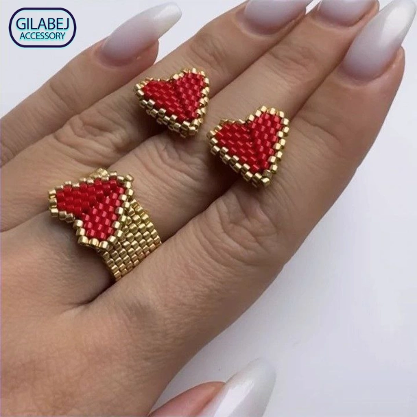 Miyuki Stud Earrings & Ring Set 5