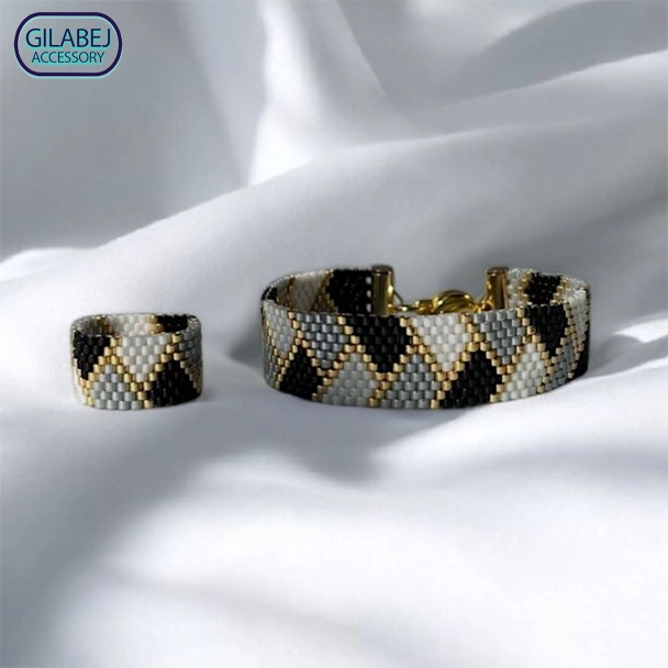 Miyuki Trapezoid Ring & Bracelet Set 1