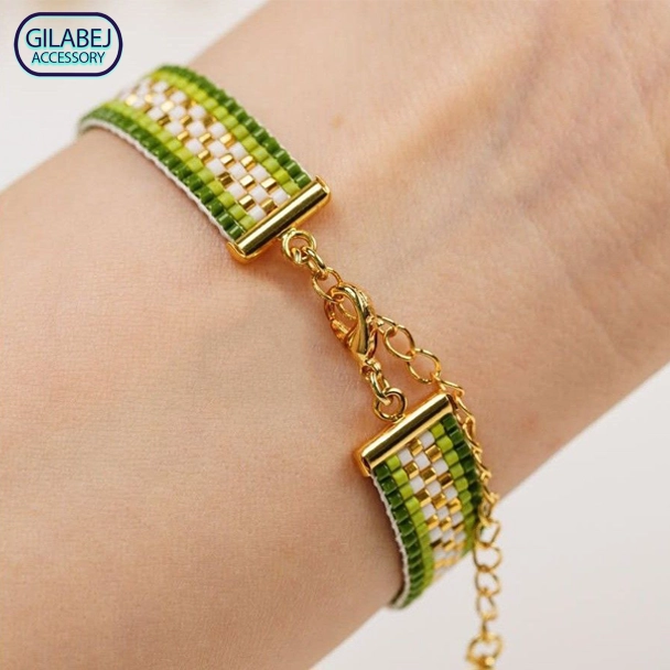 Miyuki Bracelet Green Border Design 3